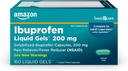 Osnovna nega Ibuprofen Tekoči geli 200 mg, Pain Reliever/Fever Reducer tekoče napolnjene kapsule, Za glavobol, Zobobol, Backache, Menstrual Cramps in več, 160 Število