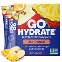 GoHydrate Instant Hydration Powder Packets - Nizki natrijevi elektroliti Drink Mix - naravna Hydration Podpora, Sladkor brez dodanega elektrolita v prahu pijača z vitaminom D, 30 Packs, Sadni Punch