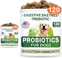 Pasji probiotiki Žvečilni gumi - plin, driska, alergija, zaprtje, razdražljiva želodčna reliefacija, z digestivnimi encimi + prebiotiki - Žvečljiva fiber dodatek - Izboljšati digescijo, Imuniteta - 300 mehkih žvečil