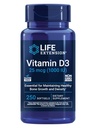 Life Extension Vitamin D3 25 μg (1000 i.e.), Podpora imunskemu sistemu, zdravje kosti, zdravje celega telesa, velikost vrednosti, brez glutena, ne-GMO, 250 mehkih gelov