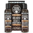 Viking Revolution Beard Wash and Beard Conditioner za moške z arganovim oljem in Jojoba olje- Brada mehkejši in okrepljeno brado nega brad Šampon in balzam z ginseng koren(5oz,Coffee Whiskey)