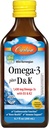 Carlson - Omega-3 + D & K, 1430 mg omega-3s, 2000 i.e. (50 μg) D3, 90 μg K2 kot MK-7, zdravje srca, podpora kostem, limona, 200 ml