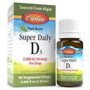 Carlson - na rastlinah temelječi super dnevni D3 2000 i.e. (50 μg) na kapljico, vegetarijanske kapljice vitamina D, tekoči vitamin D3, pridobljene iz alg, brez arome, 90 kapljic (2,54 ml)