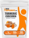 BulkSupplements.com Kurkum ekstrakt v prahu - iz kurkuma korena, kurkumin dopolnila, kurkumin v prahu - Gluten prost, 1g na serviranje, 100g (3.5 oz) (Pack of 1)