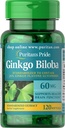 Puritan's Pride Ginkgo Biloba Standardizirani ekstrakt Nootropic 60 Mg softgels, 120 Število