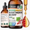BIO KRAUTER Hawthorn Berry Extract Tinkture - Natural Hawthorne Berry dodatek - 100% Pure Formula - Veganski sladkor & Alkohol brezplačno - 4 Fl. Oz. - 56 Dan dobave