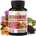 Berberine s Ceylon Cimetom, Kurkuma, Milk Thistle, Artichoke, Black Pepper - 150 Count - paket po 1