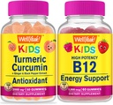 WellYeahe Kurkumin Otroci + Vitamin B12 Otroci, Gummies Bundle - odličen okus, Vitamin dopolnilo, Gluten brezplačno, GSO brezplačno, Žvečljivi Gummy