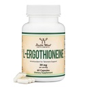 Dodatek ergotioneina (EGT) 30 mg čistega, na rastlinah temelječega L-ergotioneina na kapsulo, 60 število (lahko podpira dolgoživost in zdravo staranje) ne-GMO, gluten prost, Vegan varen z dvojnim lesom