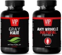 Anti-Aging Essential - Siva rešitev za lase – Proti gubam Formula - Žaga Palmetto Natural - 2 steklenici (60 kapsul + 60 kapsul)