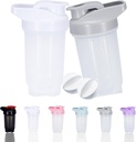 Shaker Steklenica Protein Shake Cup in 10-ounce/300ML Shaker-Bottle z whisk kroglice, Protein Shaker- Steklenice Set, Non-BPA plastike (Sive + bela(2PCS))