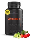 Liveood Daily Vitamin C Supplement, 3-v-1 Cel vitamin C na osnovi hrane z Acerola & Amla sadnimi izvlečki in Citrus Bioflavonoidi za imuno podporo, Vegan, Gluten brez, ne GSO, 60 Kapsule