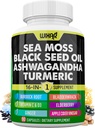 Wixar Sea Moss 3000mg Black Seed Oil 2000mg Ashwagandha 1000mg Turmeric 1000mg Bladderwrack 1000mg Burdock 1000mg & Vitamin C & D3 z bezgovim nageljnom Yellow Dock Klorophyll ACV - 90 kapsul