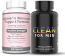 Re+Gen Nutrition Clean for Men Fiber Supplement & Women's Hormone Balance Support, Vitamin E, Dong Quai, Natural Supplements for Bloating, Constipation and Gut Health, Stool softeners, Pomaga očistiti B