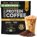 MariGold High Protein Coffee - Iced Vanilla Latte, 20g Grass-Fed Whey protein izolat, Energy & Workout Boost, 2 Shots Organic Espresso, Non-GMO, 1 Net Carb, 1 Lb vrečko, 15 Serving