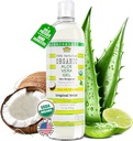 USDA Certified Organic Aloe Vera Gel 12 oz - 100% Pure, Cold Pressed, Ročno žetev, Infundirani s kokosom, Lime & Verbena Essential Oils, Chemical-free - Koža in nega las, Made in ZDA