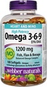 Webber Naturals Omega 3-6-9 Visoka moč 1200 mg · Ribe, Lan & Borage, 180 kapsul