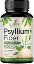 Psyllium Husk Powder Kapsule 2000mg, Naravne dnevne tablete in netopne tablete z vlakni, Psylium Husk Fiber dopolnilo podpira prebavni Colon zdravje in regularnost, rastlinski dodatek - 60 kapsul