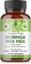 Organska Veda Moringa Max Milk Dojenje dodatek (120 Kapsule) - 1800mg Super Jakost Organski Veganski kompleks s Fenugreek, Mlečni osat, Moringa Leaf & Semena za dojenje mleka