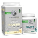 Sunwarrior Kreatin v prahu & Vanilla Active Organic Beljakovine v prahu set 