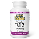 Naravni dejavniki, Vitamin B12 Cianokobalamin 1000 mcg, Podpira proizvodnjo energije in rdečih krvnih celic, 60 tablet (60 odmerkov)