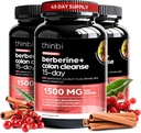 Colon Cleanse Berberine Dodatek 1500mg - 3 Pack - 15-Day Extra Jakost za moške in ženske w/senna Leaf, hitro deluje naravno Laxative za zaprtje Relief, Gut Health -Made v ZDA