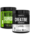 Jacked Factory NITROSURGE Pre Workout dodatek (zeleno jabolko, 30 Servings) & Kreatin monohidrat v prahu (Nearomatizirana, 30 Serving)