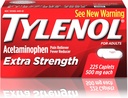 Tylenol Extra Jakost Kapleti s 500 mg acetatfena, Pain Reliever & Fever Reducer, Za glavobol, Backache & Menstrualne bolečine Relief, 225 ct