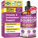 Graviola Soursop Leaf Extract Liquid - Soursop Bitters Liquid, Podpora Imunska, Sprostitev, Jetra in spanje, Sladkor & Alkohol brez, Zelo absorbable Formula, Passion Fruit Flavor, 2 Fl Oz