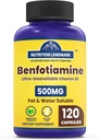 Benfotiamin, 500 mg, topna oblika tiamina, zdrava presnova, ultra biorazpoložljiv vitamin B1, visoka jakost, brez glutena, ne- GMO, vegetarijanec, 120 kapsul