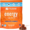 Mushie 100% Organic Cordyceps gobe Gumies - 2000mg Cordyceps Militaris Nootropic za energijo in imuno podporo z vitaminom D - Vegan, Gluten-free - 60 Count