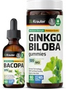 BIO KRAUTER Bacopa Tinkture 2 Fl. Oz. & Ginkgo Biloba 90 Gummies