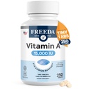 Freeda Vitamin A 15. 000 i. e. – Retinil Palmitate – Vegan, Košir, Brez rib – Oko, Vizija, Imunska in Kožna podpora – Majhne tablete Easy to Swallow – VIT A Vitamina A dodatek – 250 tablet