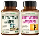 Multivitaminski multimineralni dodatek za moške + ženske 2-Bottle Bundle. Zdrav imunski odziv, močni sklepi in kosti, zdravje oči, podpora prebavnemu sistemu, lastnosti antioksidanta