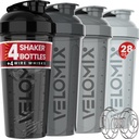 VELOMIX - 4 Pakiranje - 28 oz Stresalnik Protein Mixes - 4x Wire Whisk 