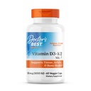 Zdravnikov najboljši vitamin D3 + K2 (vitamin K2 kot MK-7), podpira zdravje kosti, tkiva in arterij, absorpcijo kalcija • ne- GMO • brez glutena • vegetarijanec, 5000 i. e., 60 Veggie Caps