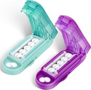 DUBSTAR 2PCS Soll Cutter Spliter za majhne in majhne tablete, Več tablet cutters za majhne ali velike tablete, Nastavljiv razdelilnik tablet z napravo za centriranje in rezila (Purple+Cyan)
