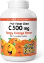 Naravni dejavniki, vitamin C 500 mg, otroci žvečljivi za podporo zdrave kosti in zob, Tangy Orange, Vegan, Non-GMO, 90 rezin (90 obroki)