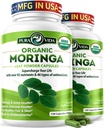 PURA VIDA MORINGA Kapsule Posamezni izvor Organski Moringa Prašek. Moringa Leaf. Energija, Presnova, & Imunska podpora. 120ct. 500mg kapice. (paket z 2)