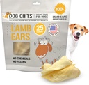 Dog Chits Lamb Ušesa za pse – 100% Naravni Pečene Lamb Ušesne tretmaje – Grain-free, High Protein, Spodnji Maščobni trening Chews – Zobno zdravje in skupna podpora – za velike, Srednje Psi – 25 Pack