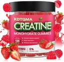 Kreatin monohidrat Gumiji za moške in ženske 120 CT - 5600 mg kreatin monohidrata na serviranje, žvečljivi kreatin monohidrat za podporo mišic in energijo, brez sladkorja, veganski (Storwberry Flavor)