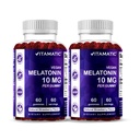 Vitamatski melatonin 10 mg vegetarijanski gumiji – nenavadna tvorba – 60 gumijev na steklenico – 2-pak (skupaj 120 veganskih gumijev)