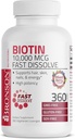 Bronson Biotin 10.000 MCG Lozenges hitro raztapljanje visoke moči podporo las, kože in nohtov mešane jagodne arome - Non-GMO, 360 Vegetarijanske lozenges