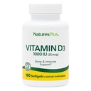 Natures Plus Vitamin D3 (Cholekalciferol) - 1000 iu, 180 Softgels - Nutritional Support for Healthy Bones & Immune System Support - Bioactive Active Form - Gluten-free - 180 Servings