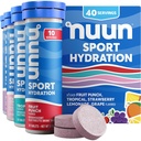 Nuun Sport Elektrolitske tablete z magnezijem, kalcijom, kalijem, kloridom in natrijem, brez glutena in veganom, mešanimi aromami, 4 pakiranja (40 skupaj)