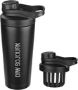 DIW 24 oz Shaker steklenica, nerjaveče jeklo Shaker steklenica z brez šuma oblikovanje,Izolirana kovinska Shaker pokal za mešanice beljakovin in pred vadbo,Gym steklenica Shaker(črna)