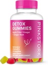 Pink Stork Detox Gummies, Apple Cider Vinegar Gummies z ingver za pomoč podporo napenjanje, Gut zdravje in prebavljanje, žvečljivi ACV Gummies - 44 Število, 1 pakiranje, 0,3 funtov
