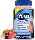 TUMS Gummy ugrizi Prehranska dopolnila za občasno zgago Relief, upset želodčne in kisline prebavne motnje, Razvrščene sadne arome - 50 Število