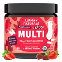 Llama Naturals Otroci Multivitaminski gumi, Vegan, Organski z vitaminom D, C & K, Toddler pravi gummy vitamini, Žvečljivi dodatek, Cela hrana Multivitaminski, Brez dodanega sladkornega trsa, Jagoda, 90 Ct