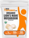 BulkSupplements.com Organic Lions Mane Gobe Powder - Lions Mane Powder, Gobe Dodatek - Vegan & Gluten Free, 1g na Serving, 100g (3.5 oz) (Pack of 1)